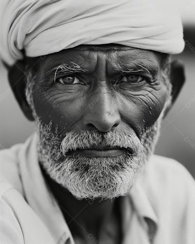 Resilient aged man with traditional cap in soft lit black and white portrait