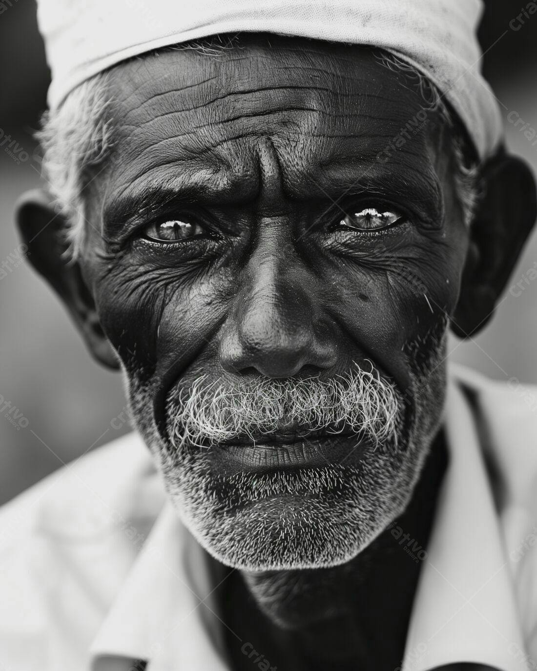 Retrato homem idoso indiano em preto e branco