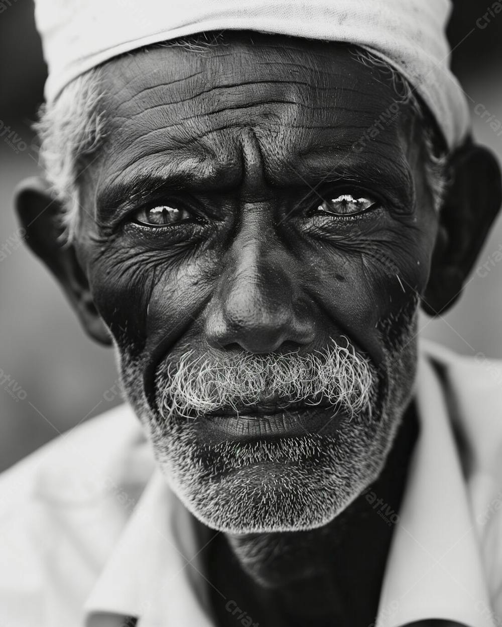 Resilient Aged Man With Traditional Cap In Soft Lit Black And White Portrait (6)