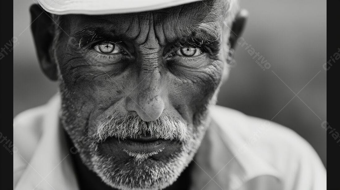 Retrato homem idoso barba grisalha monocromático