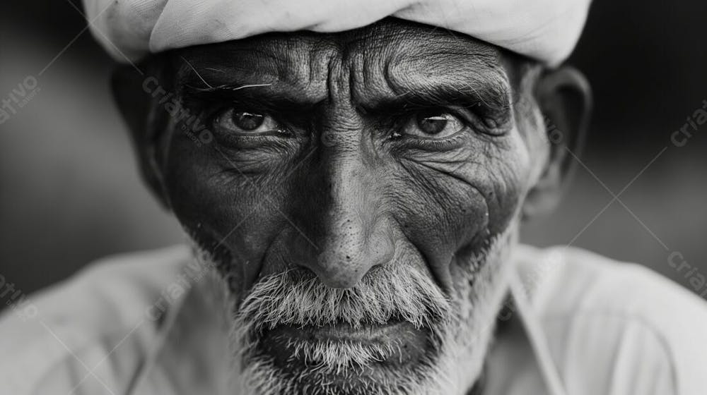 Resilient Aged Man With Traditional Cap In Soft Lit Black And White Portrait (10)