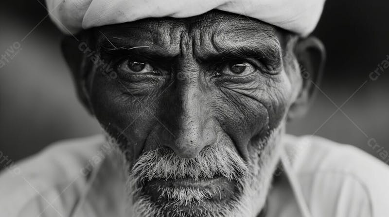 Resilient aged man with traditional cap in soft lit black and white portrait