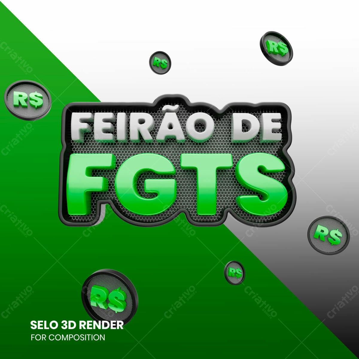Selo 3D promocional verde e branco metálico