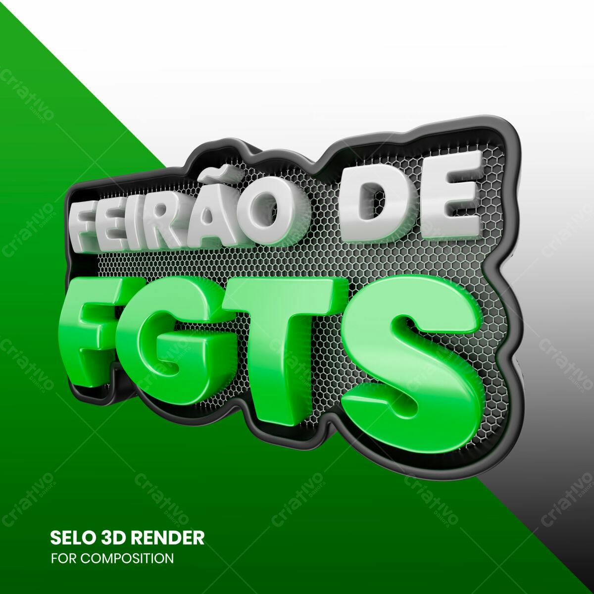 Selo 3D promocional verde e cinza metálico