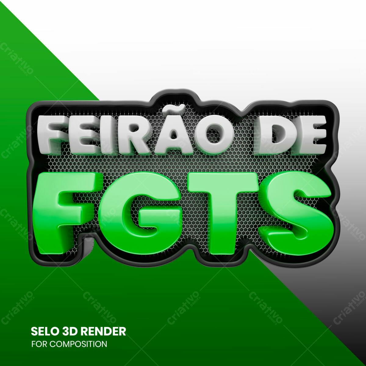 Selo 3D promocional verde e branco metálico
