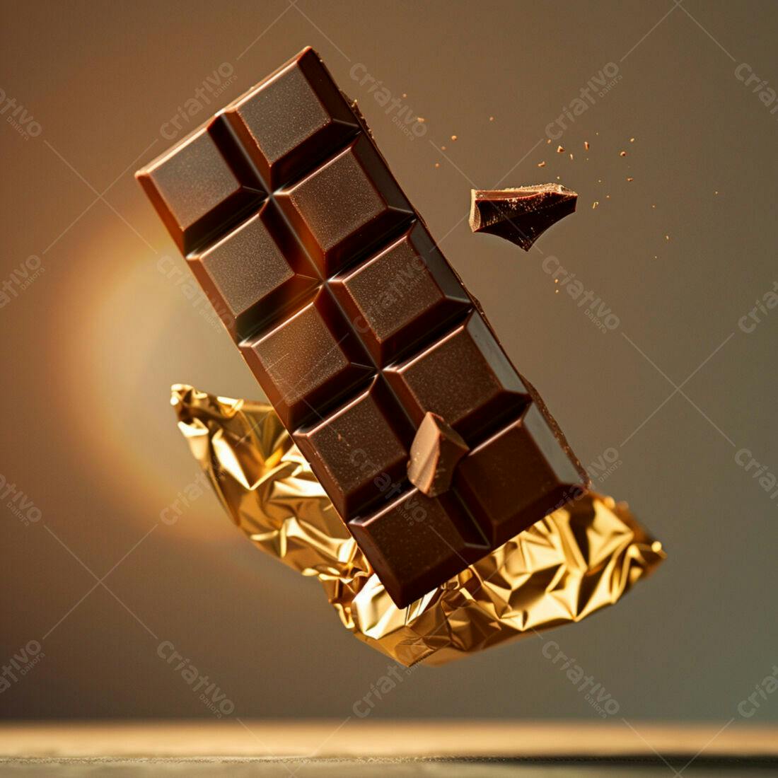 Barra de chocolate amargo em queda livre