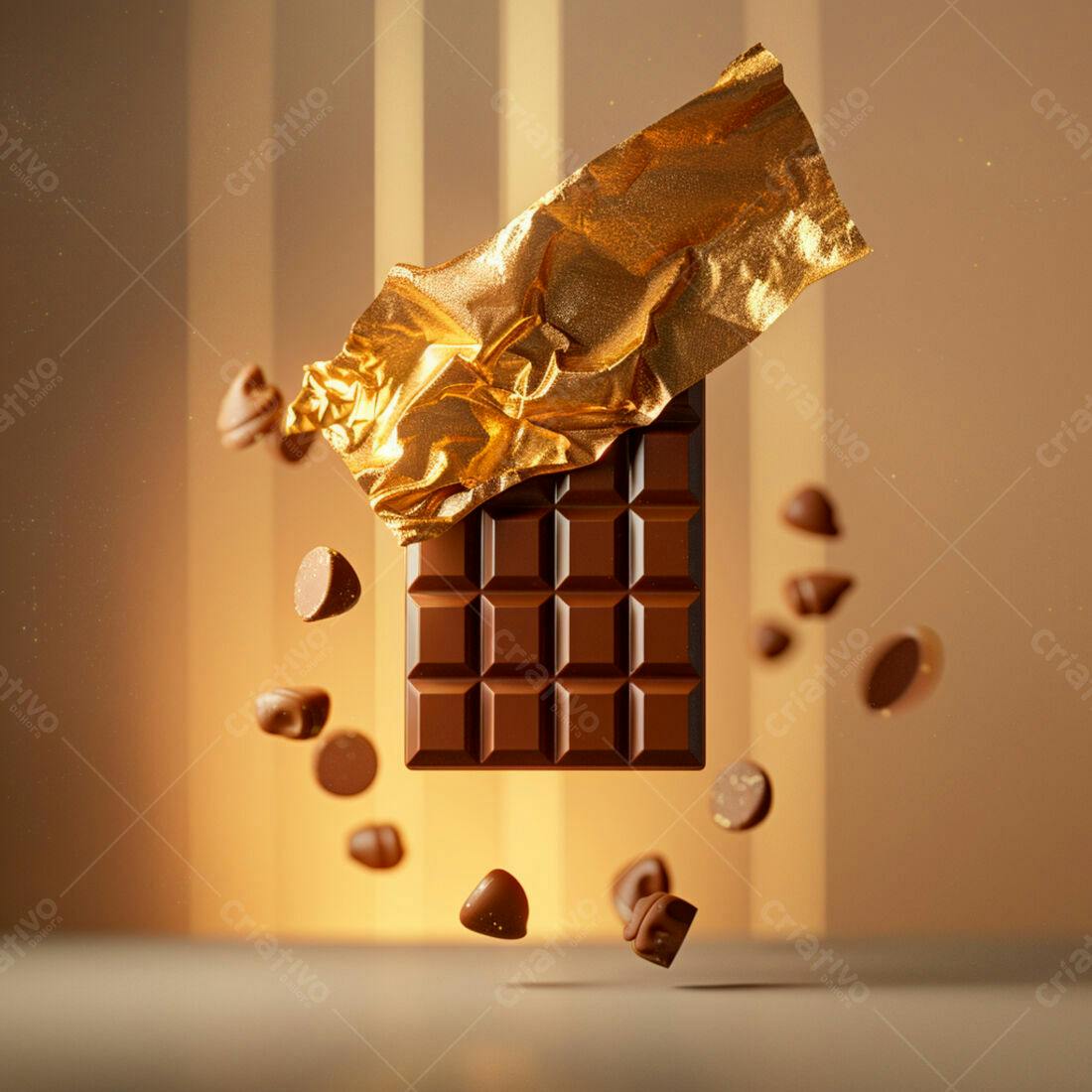 Barra de chocolate com ouro e gotas