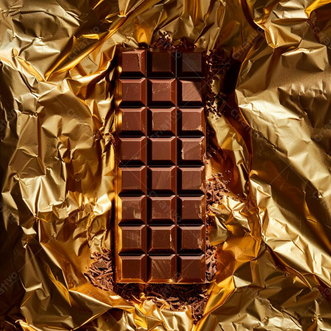 Barra de Chocolate Amargo em Papel Dourado