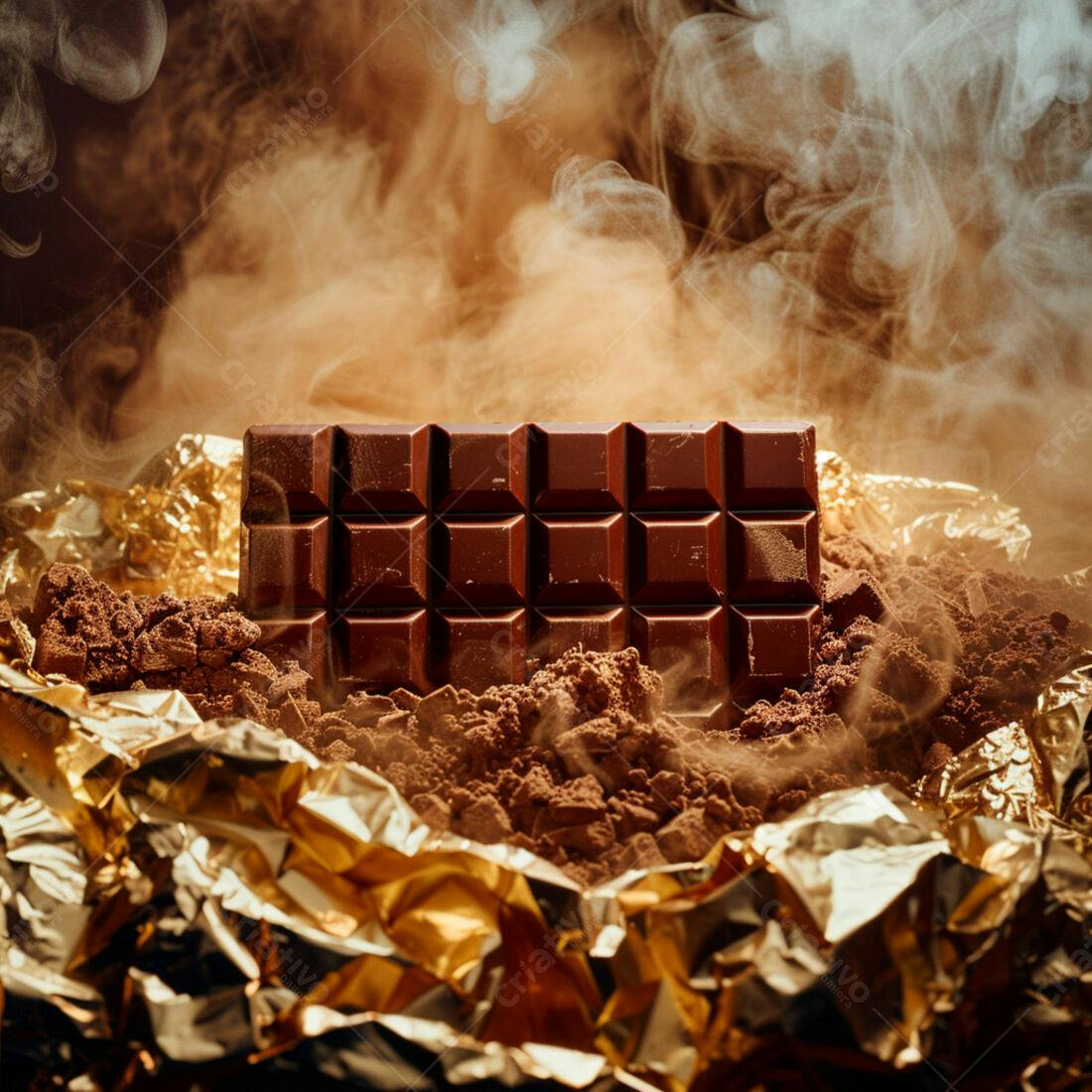 Barra de chocolate meio amargo em cacau