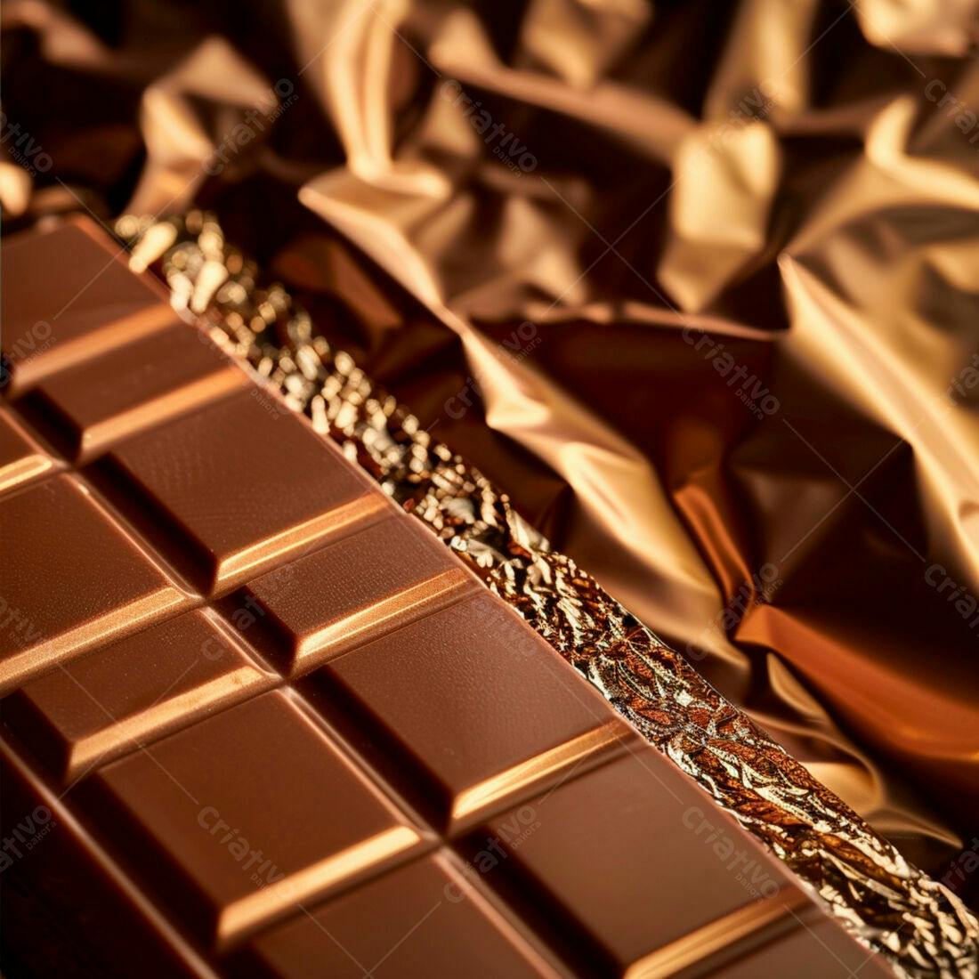 Barra de chocolate amargo em embalagem dourada