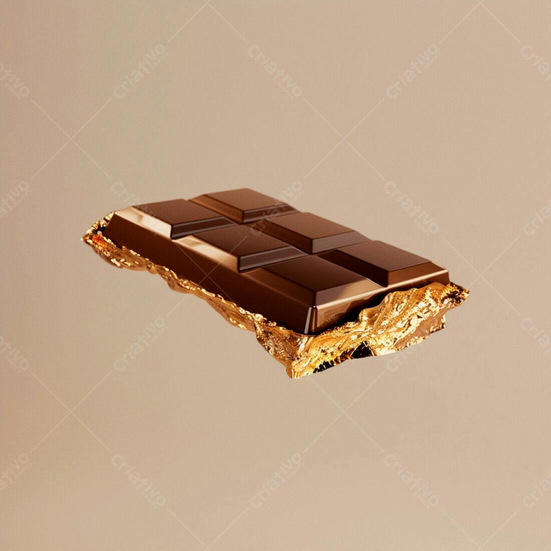 Barra de chocolate amargo em papel dourado