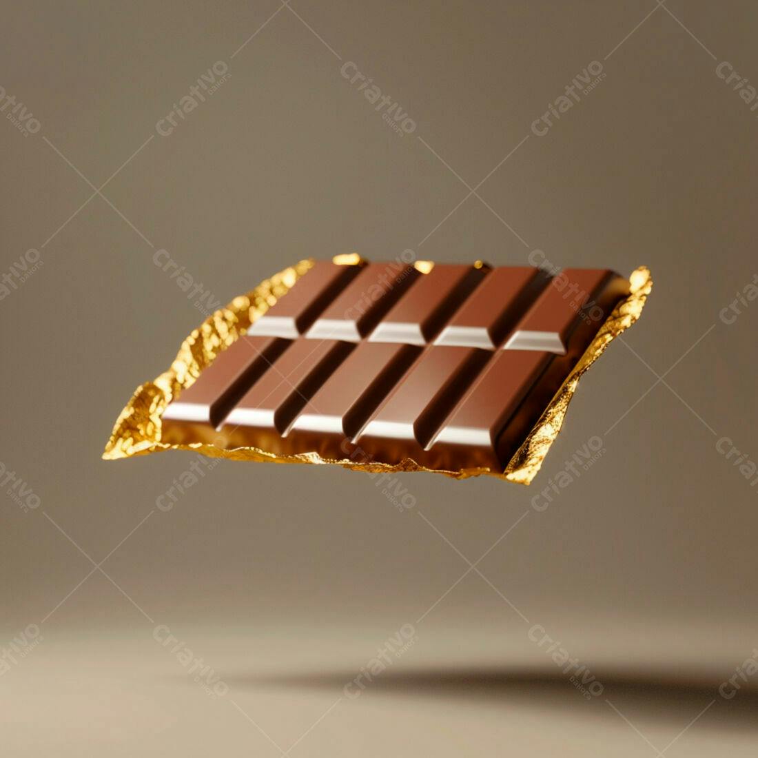 Barra de chocolate amargo em papel dourado