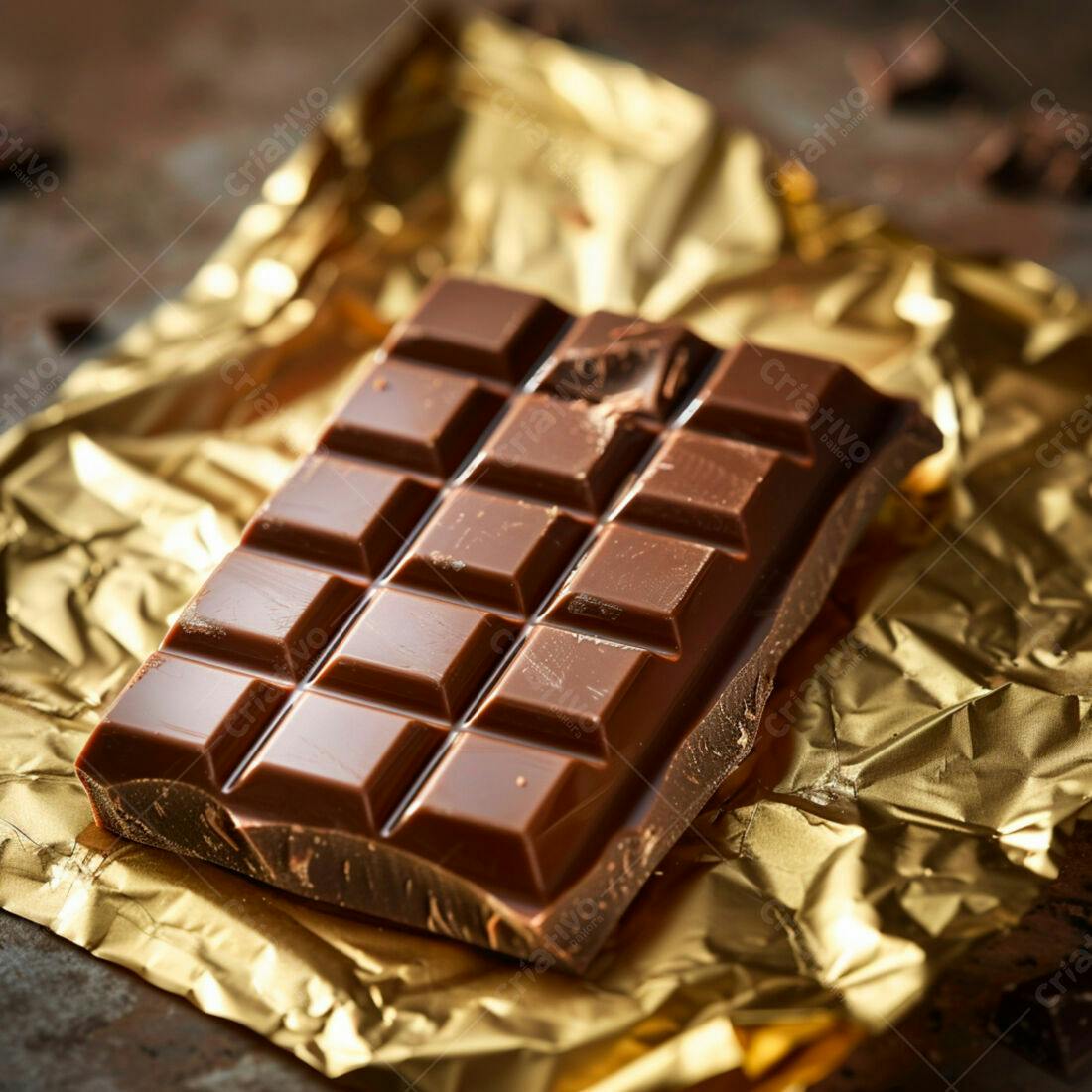 Barra de chocolate amargo em papel dourado