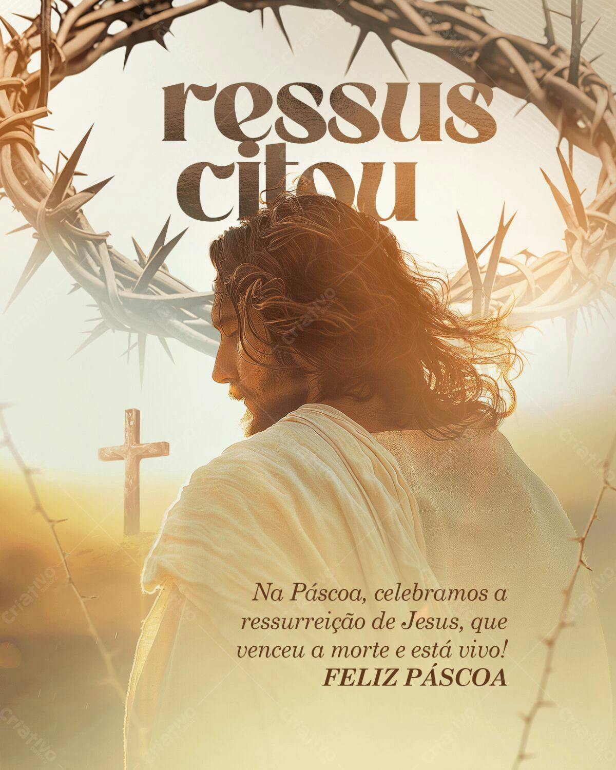 Flyer Páscoa Jesus Ressuscitou PSD Editável