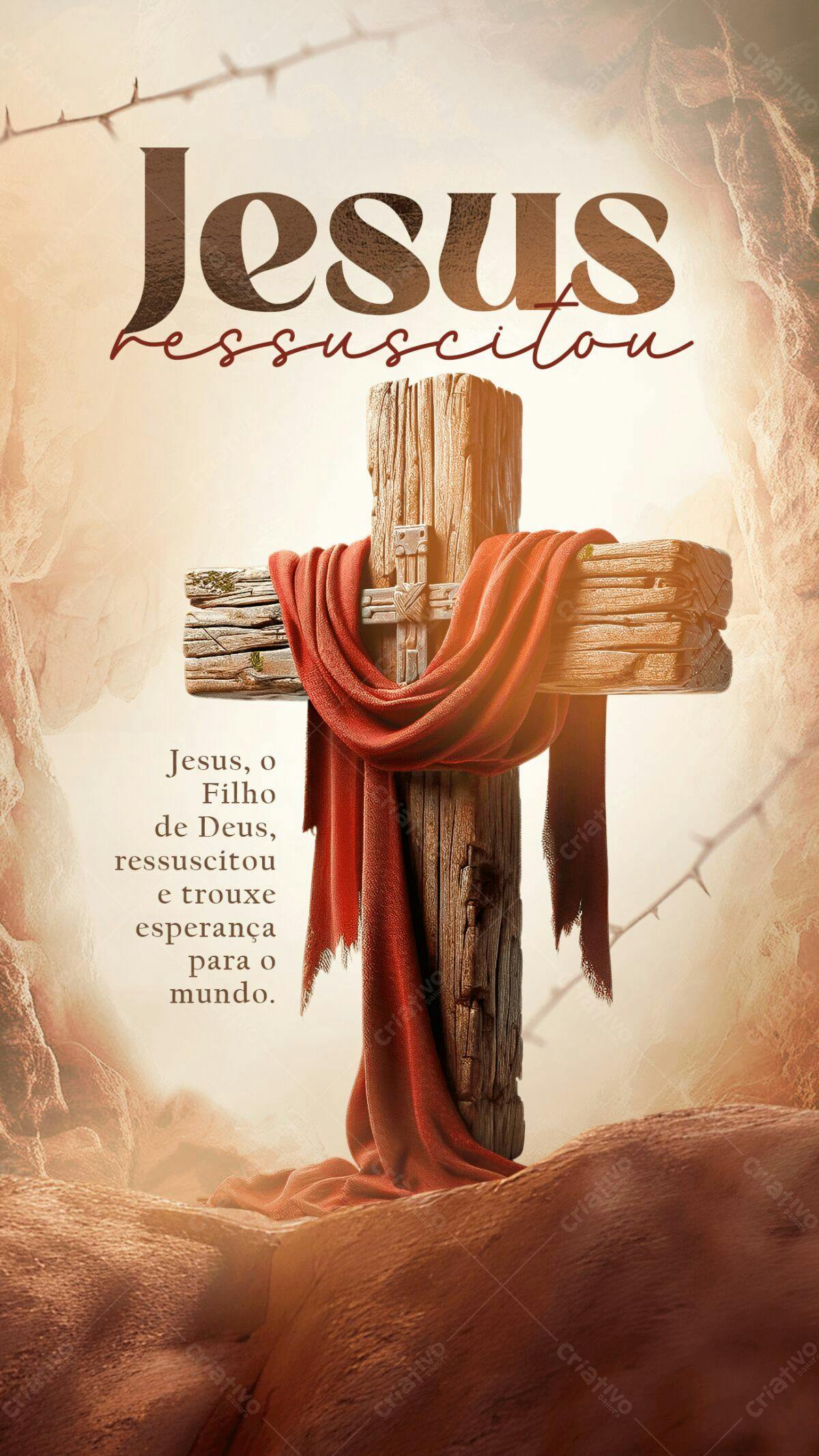 Flyer Páscoa Jesus Ressuscitou PSD Editável