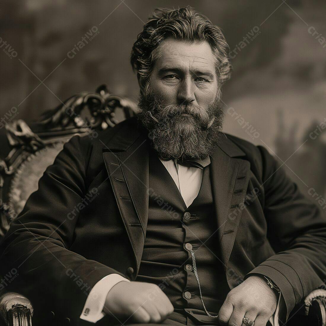 Homem barbudo em foto sépia estilo vintage