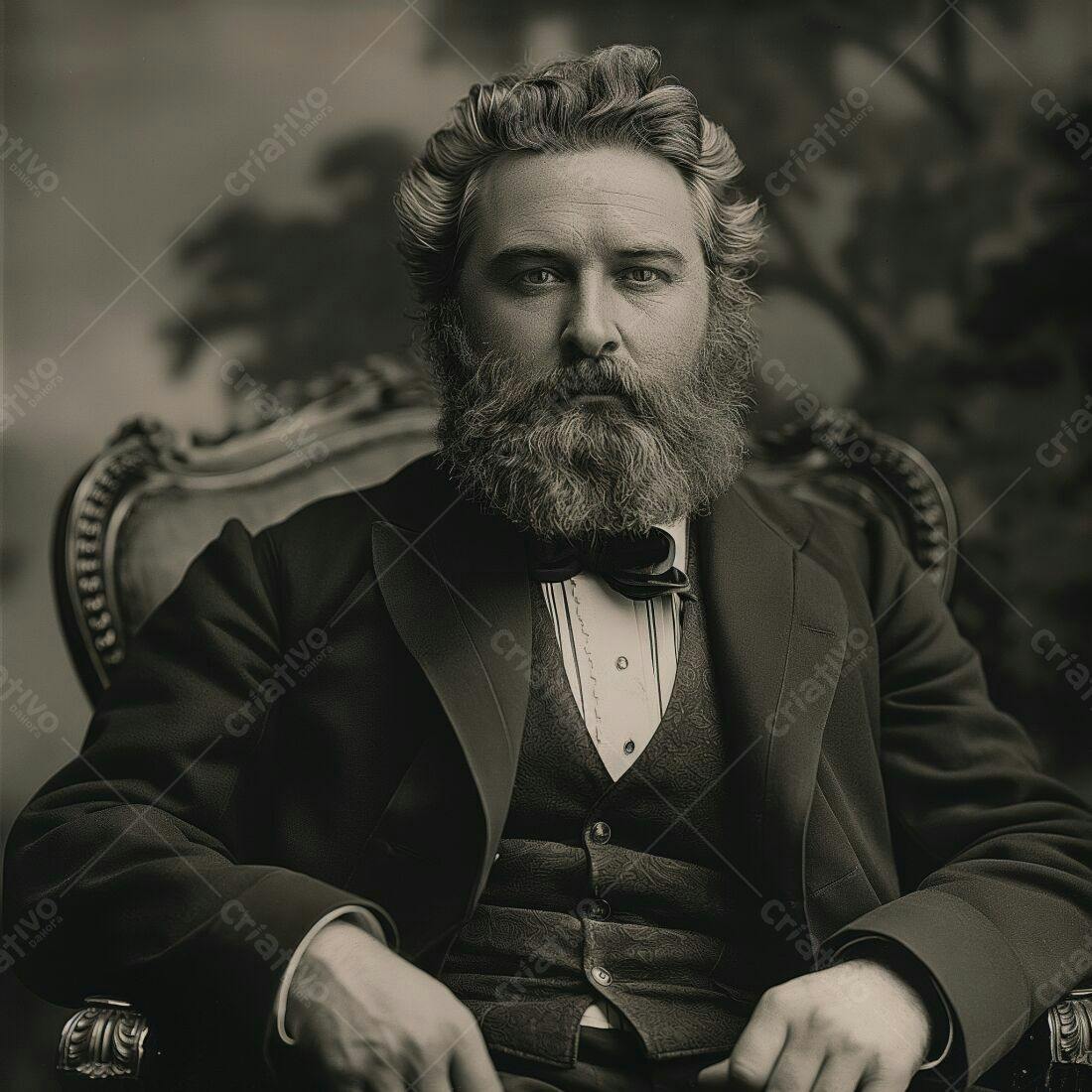 Homem barbudo em traje formal estilo vintage