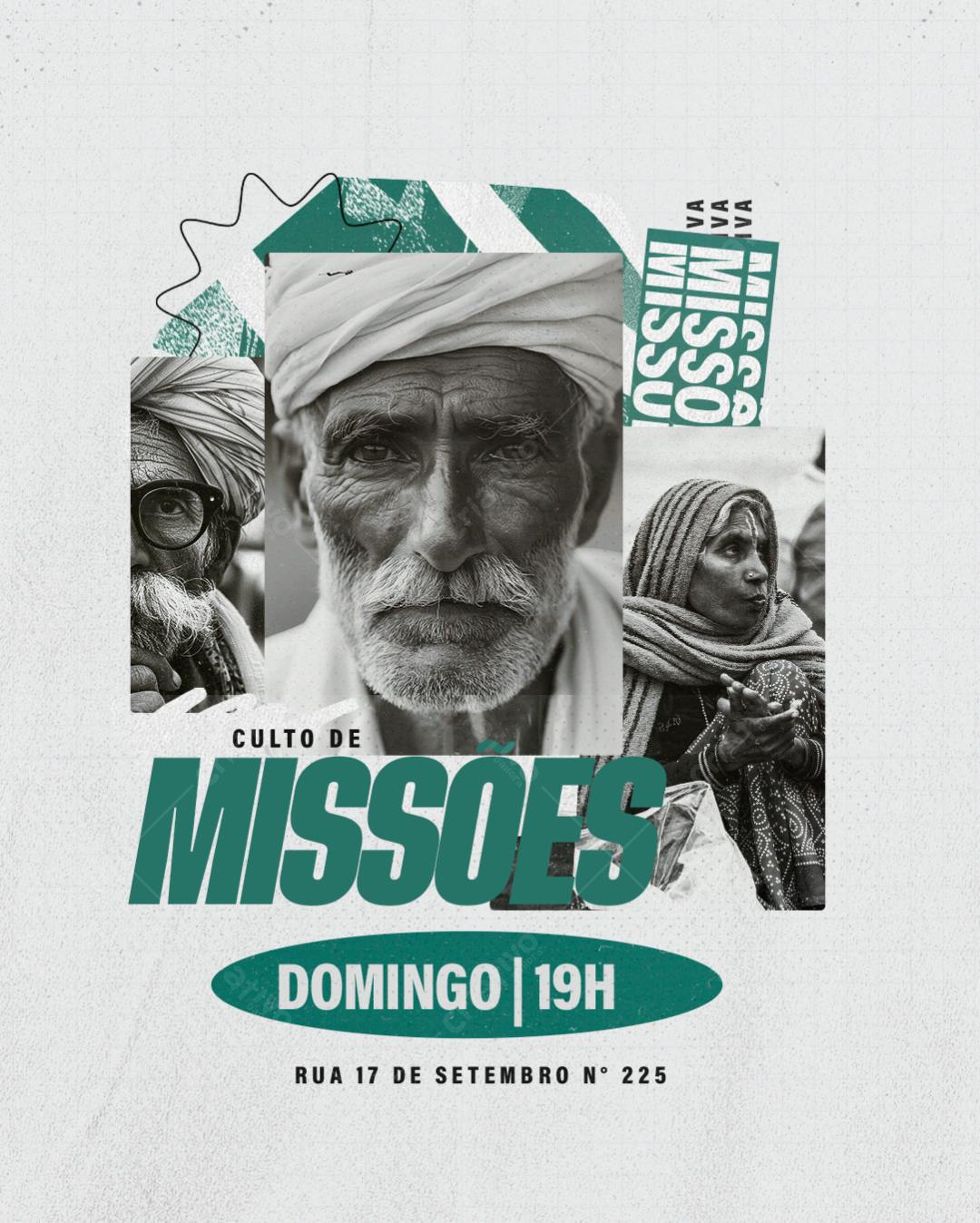 Flyer Culto de Missões PSD Editável