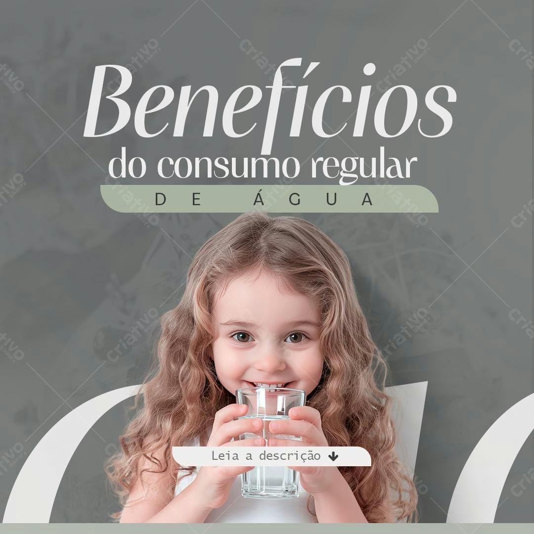Post para Instagram Benefícios da Água PSD Editável