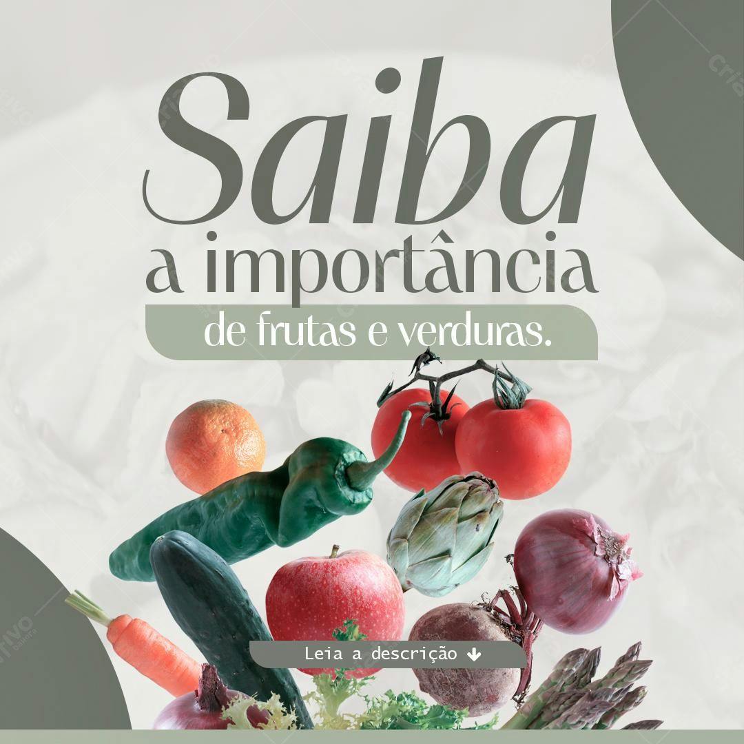 Post para Redes Sociais sobre Frutas e Verduras PSD Editável