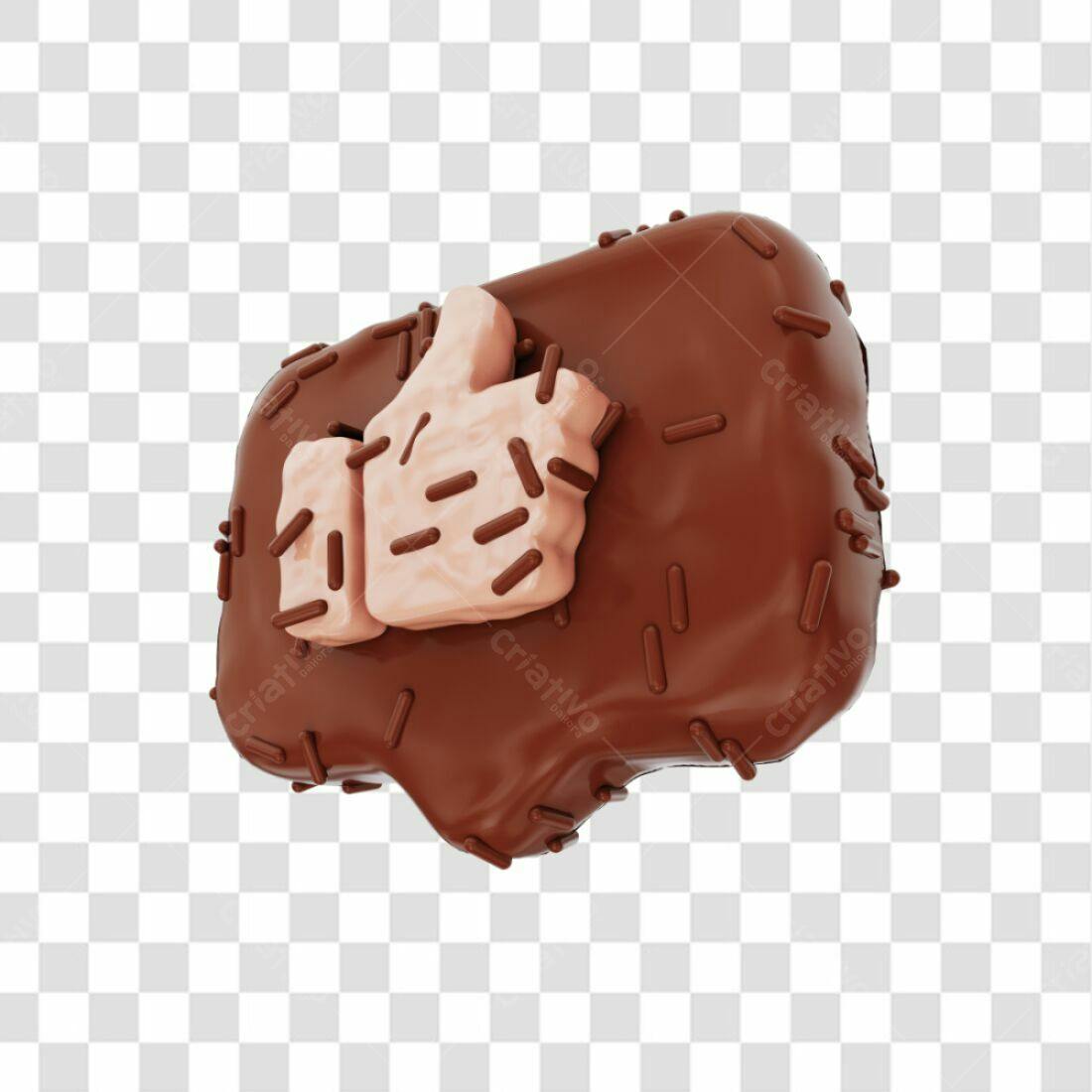 Icone curtida em chocolate PNG com fundo transparente