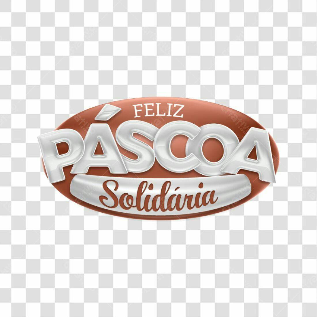 Selo Feliz Páscoa Solidária PNG com fundo transparente