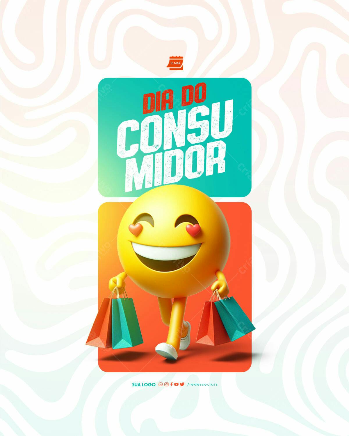 Flyer Dia do Consumidor Emoji PSD Editável