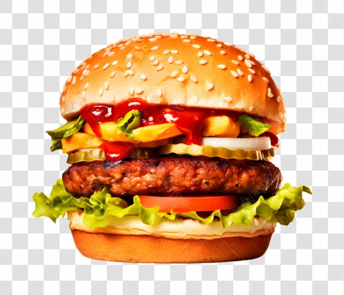 Imagem PNG de Hambúrguer suculento com fundo transparente