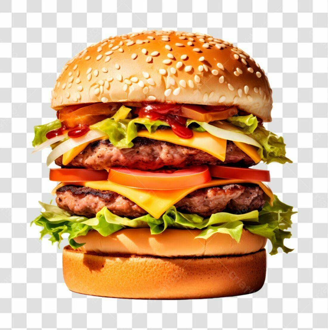 Imagem Hambúrguer Duplo PNG com fundo transparente