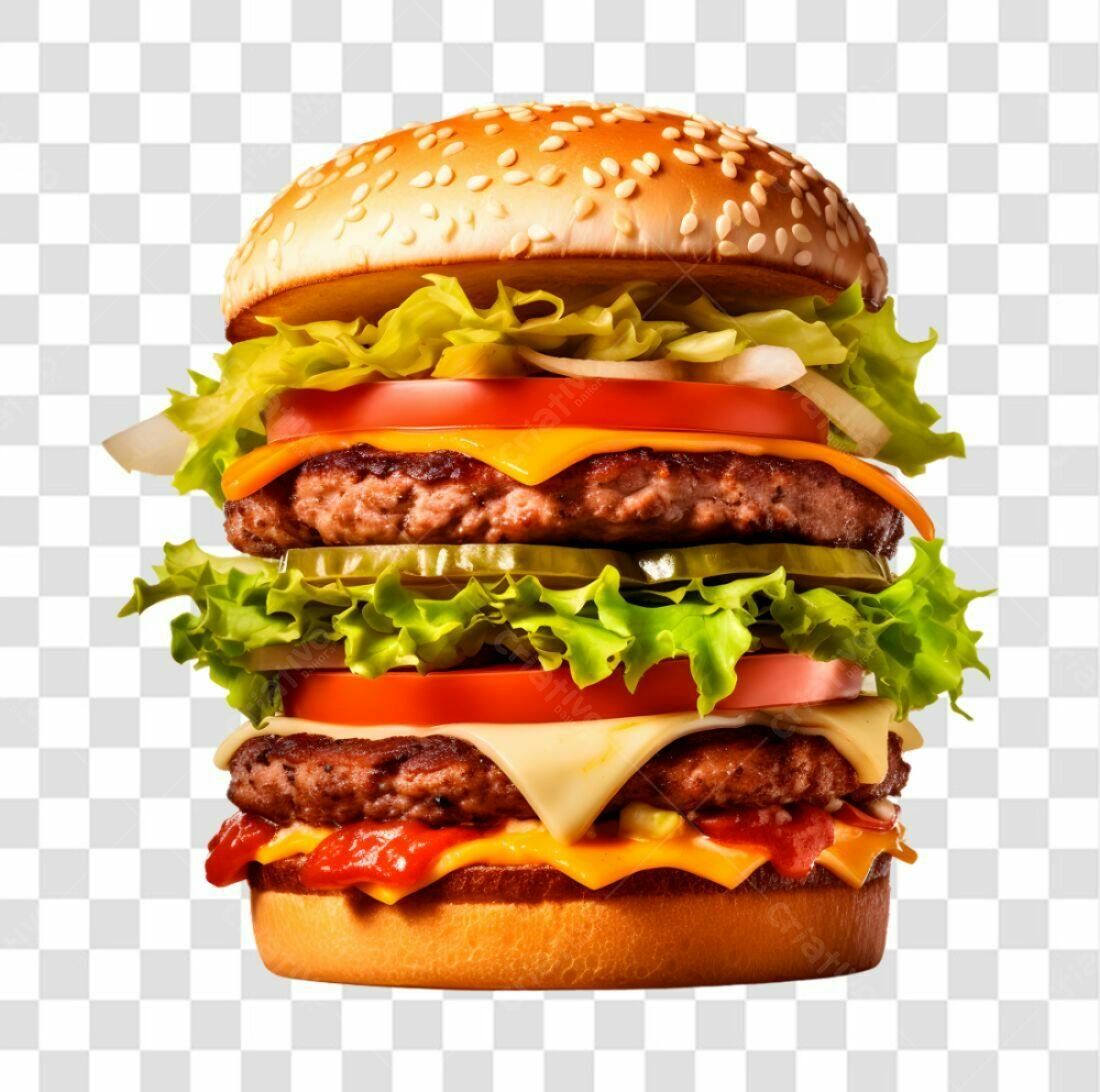 Imagem PNG de Hambúrguer Duplo com fundo transparente