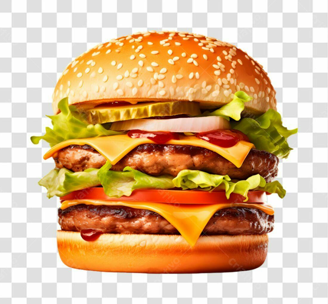 Imagem PNG Hambúrguer Duplo com fundo transparente