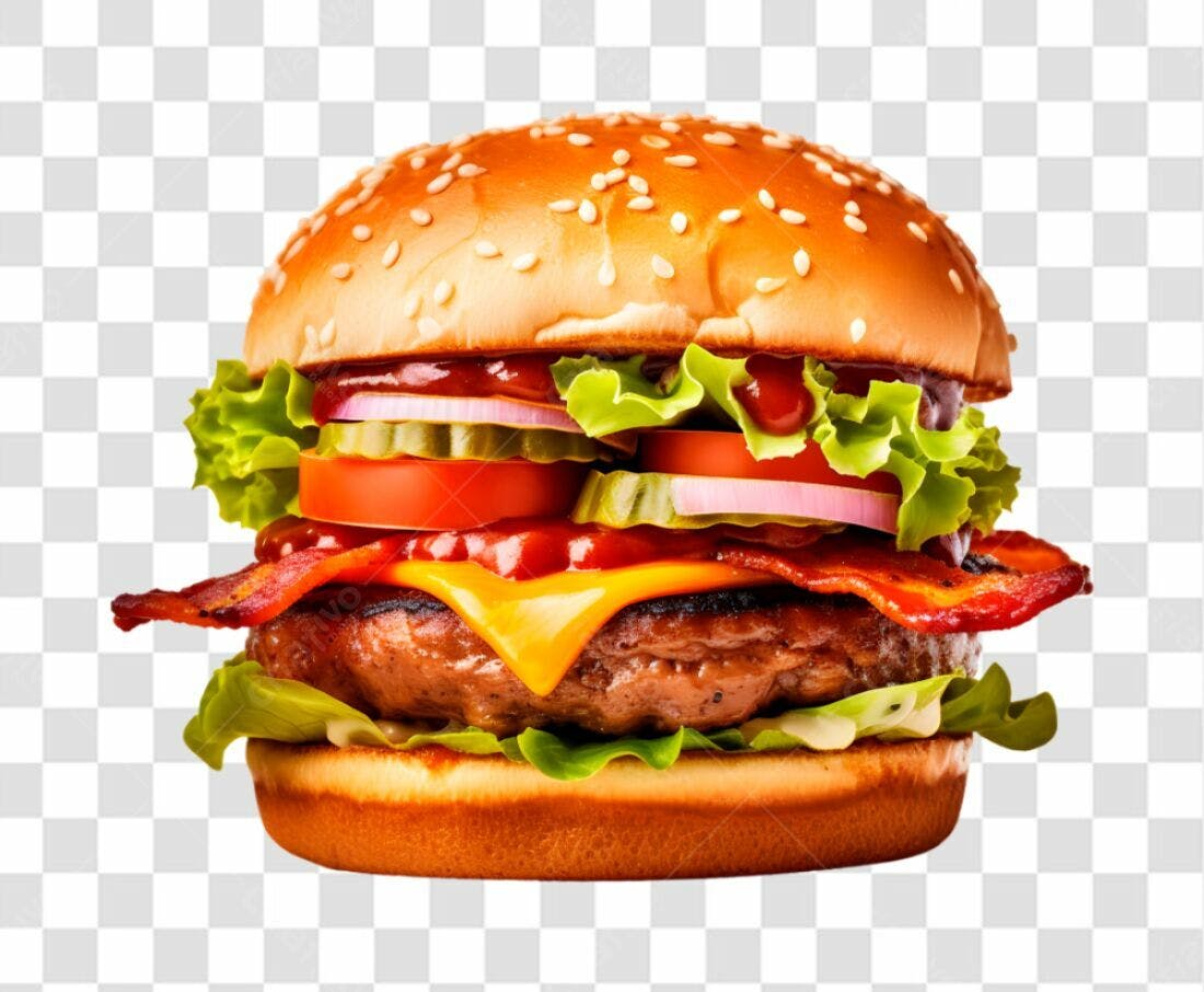 Imagem Hambúrguer Bacon PNG com fundo transparente