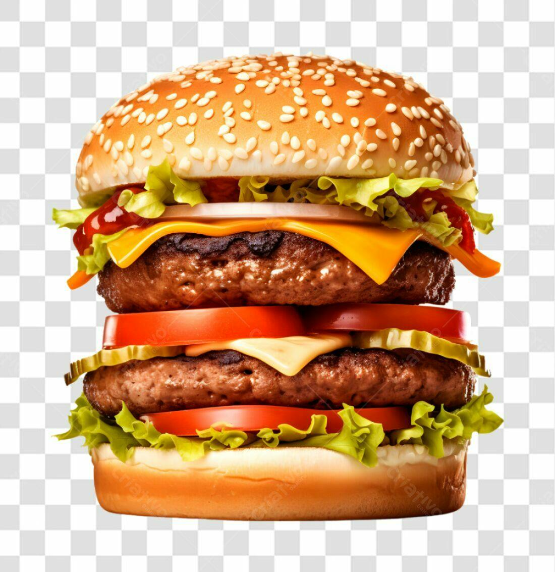 Imagem Hambúrguer Duplo PNG com fundo transparente