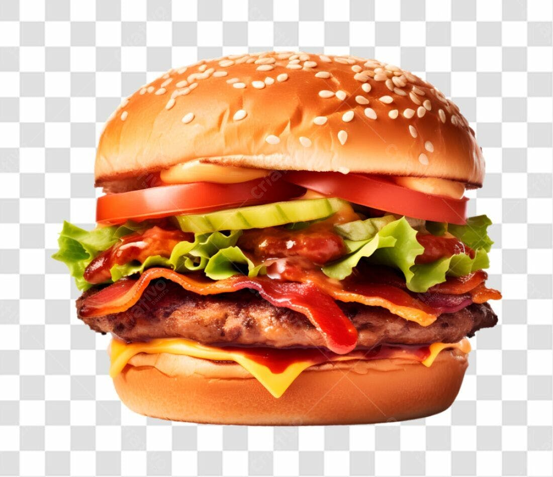 Imagem PNG de Hambúrguer com Bacon fundo transparente