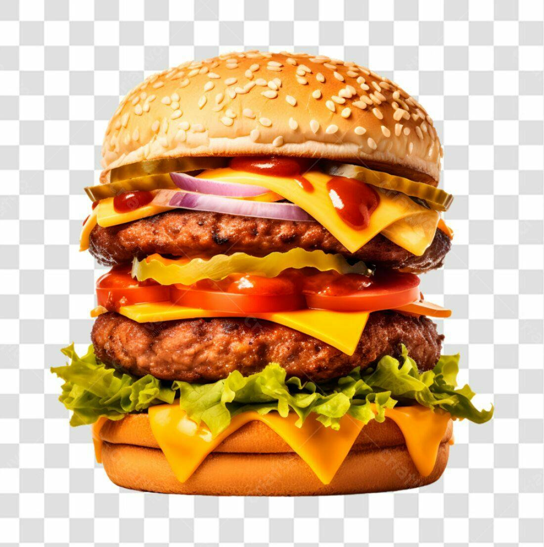 Imagem Hambúrguer Duplo PNG com fundo transparente