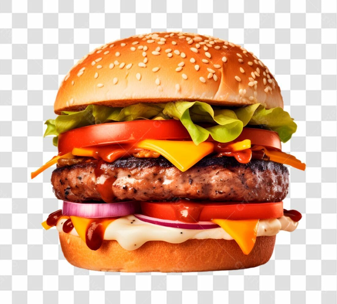 Imagem PNG de hambúrguer suculento com fundo transparente