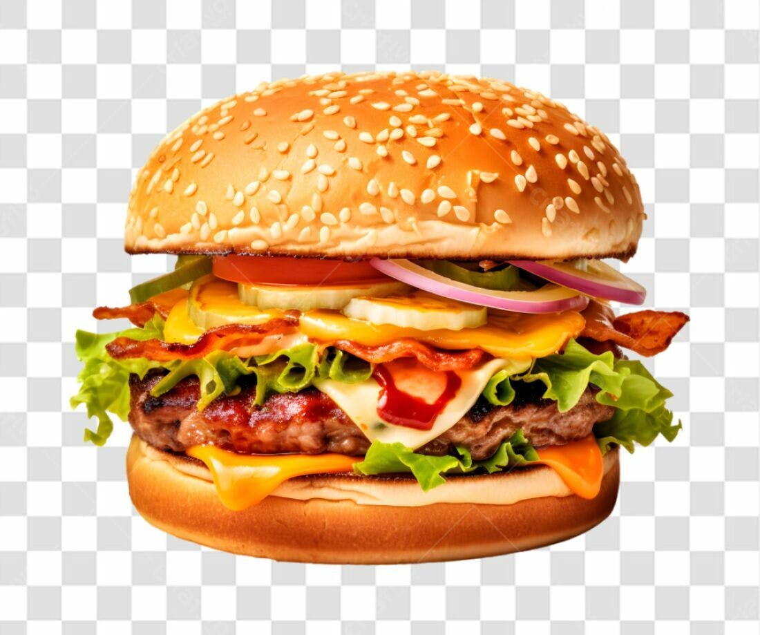 Imagem PNG Hambúrguer Bacon Queijo com fundo transparente
