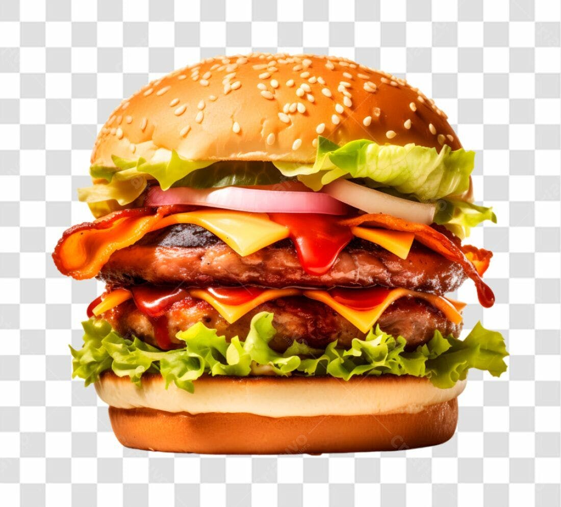 Imagem Hambúrguer Duplo PNG com fundo transparente