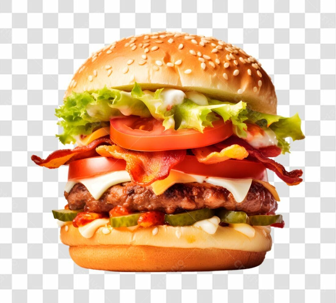 Imagem PNG de Hambúrguer com Bacon fundo transparente
