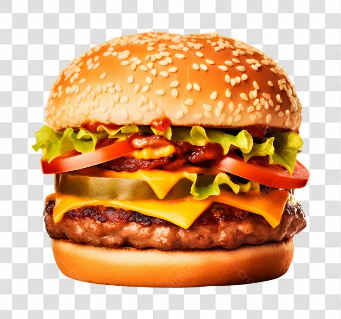 Imagem PNG de hambúrguer com fundo transparente