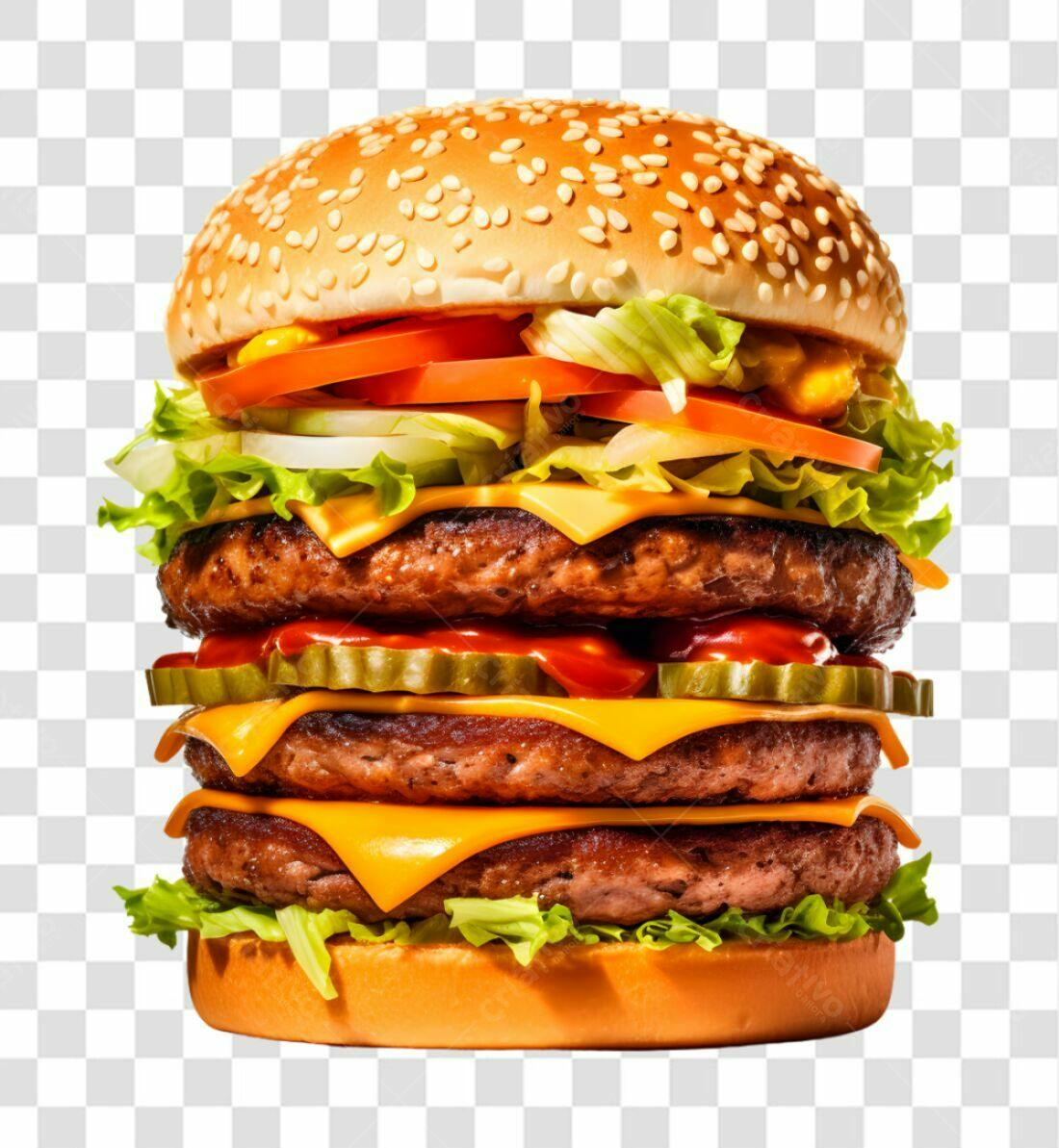 Imagem PNG de Hambúrguer Triplo com fundo transparente