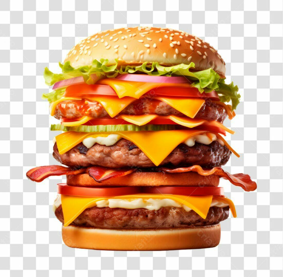 Imagem PNG de hambúrguer gigante com fundo transparente
