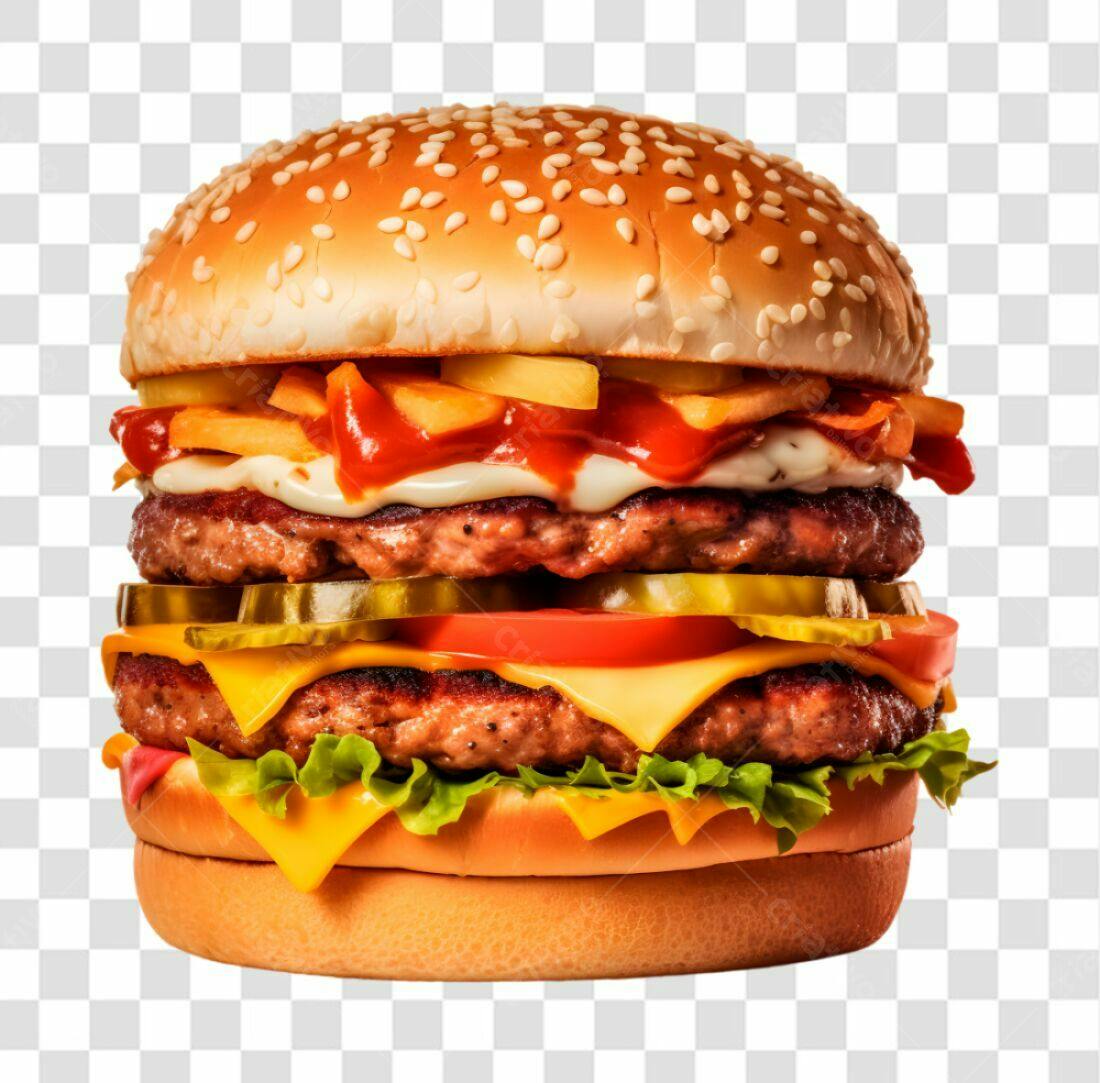 Imagem de hambúrguer duplo PNG com fundo transparente