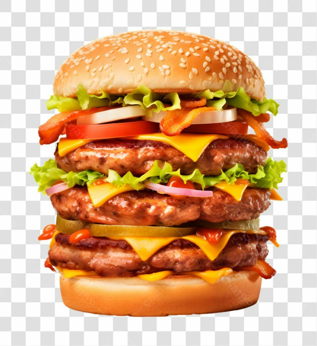 Imagem de Hambúrguer Triplo PNG com fundo transparente