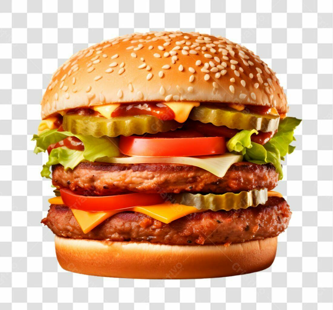 Imagem PNG de Hambúrguer Duplo com fundo transparente