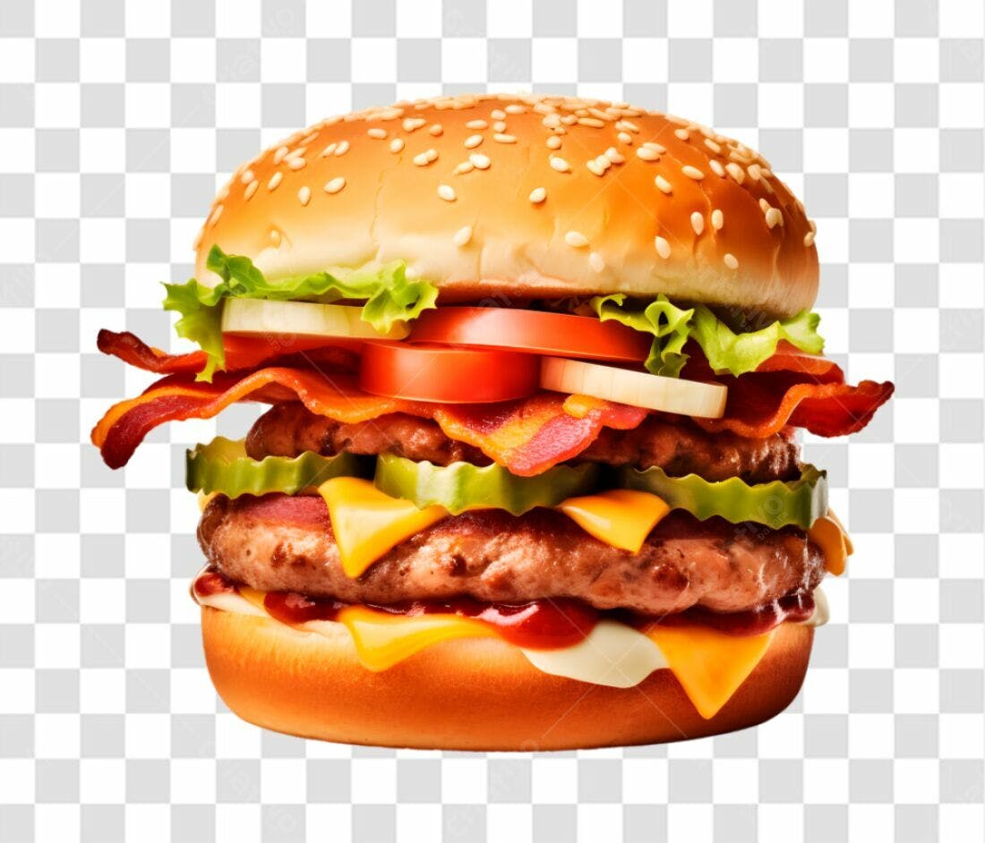 Imagem PNG de Hambúrguer Duplo com Bacon fundo transparente