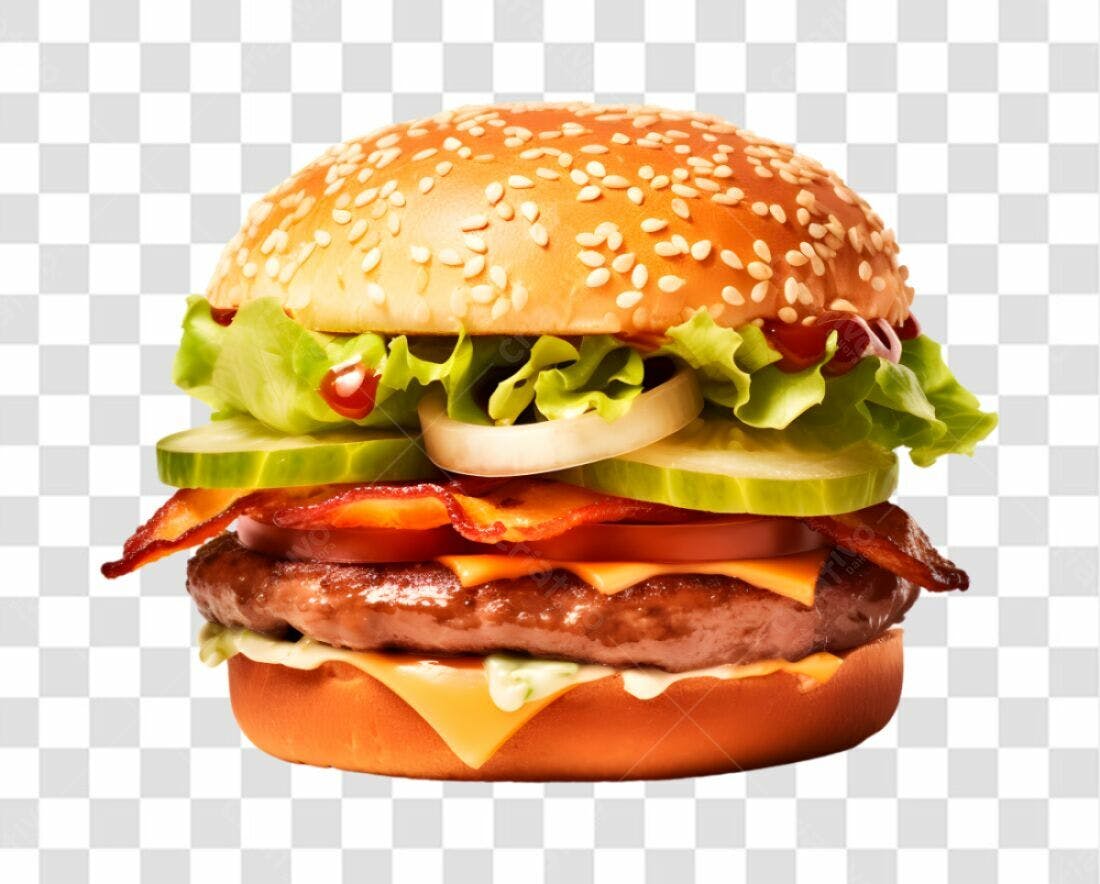 Imagem PNG de Hambúrguer com Bacon e Queijo com fundo transparente