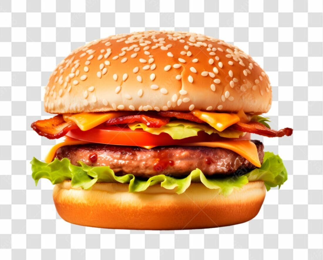 Icone Hamburguer Bacon Queijo PNG com fundo transparente