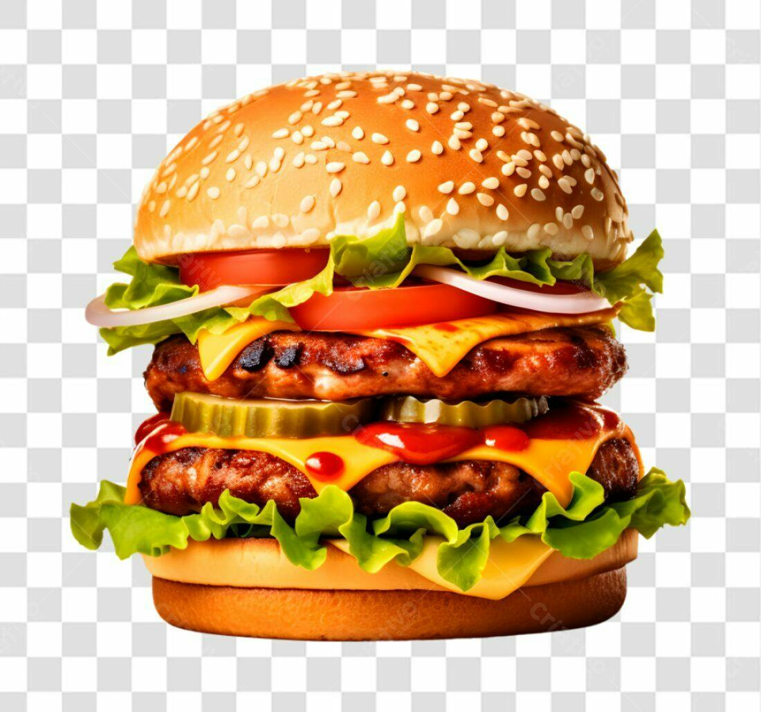 Imagem PNG de Hambúrguer Duplo com fundo transparente