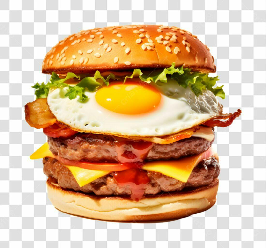 Imagem PNG de Hambúrguer com Ovo para cardápio com fundo transparente